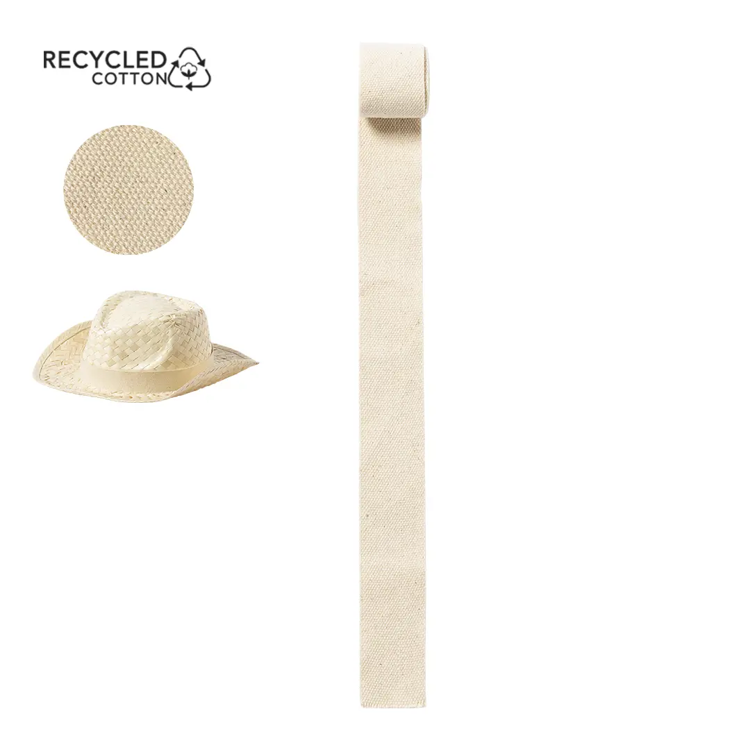 Cinta beige de algodón reciclado para sombrero tipo cowboy.