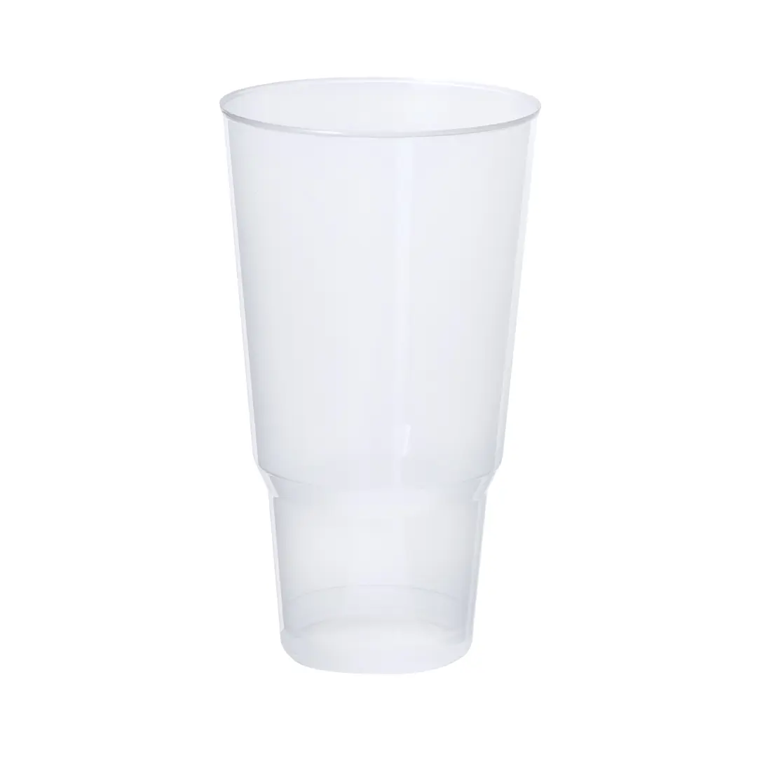 Vaso desechable de plástico transparente de tamaño grande.