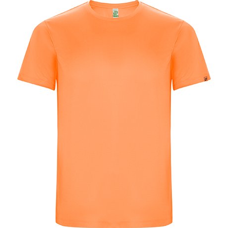 Camiseta unisex de algodón orgánico color naranja con cuello redondo.