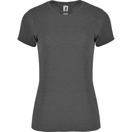 Camiseta básica gris oscuro de manga corta para mujer.